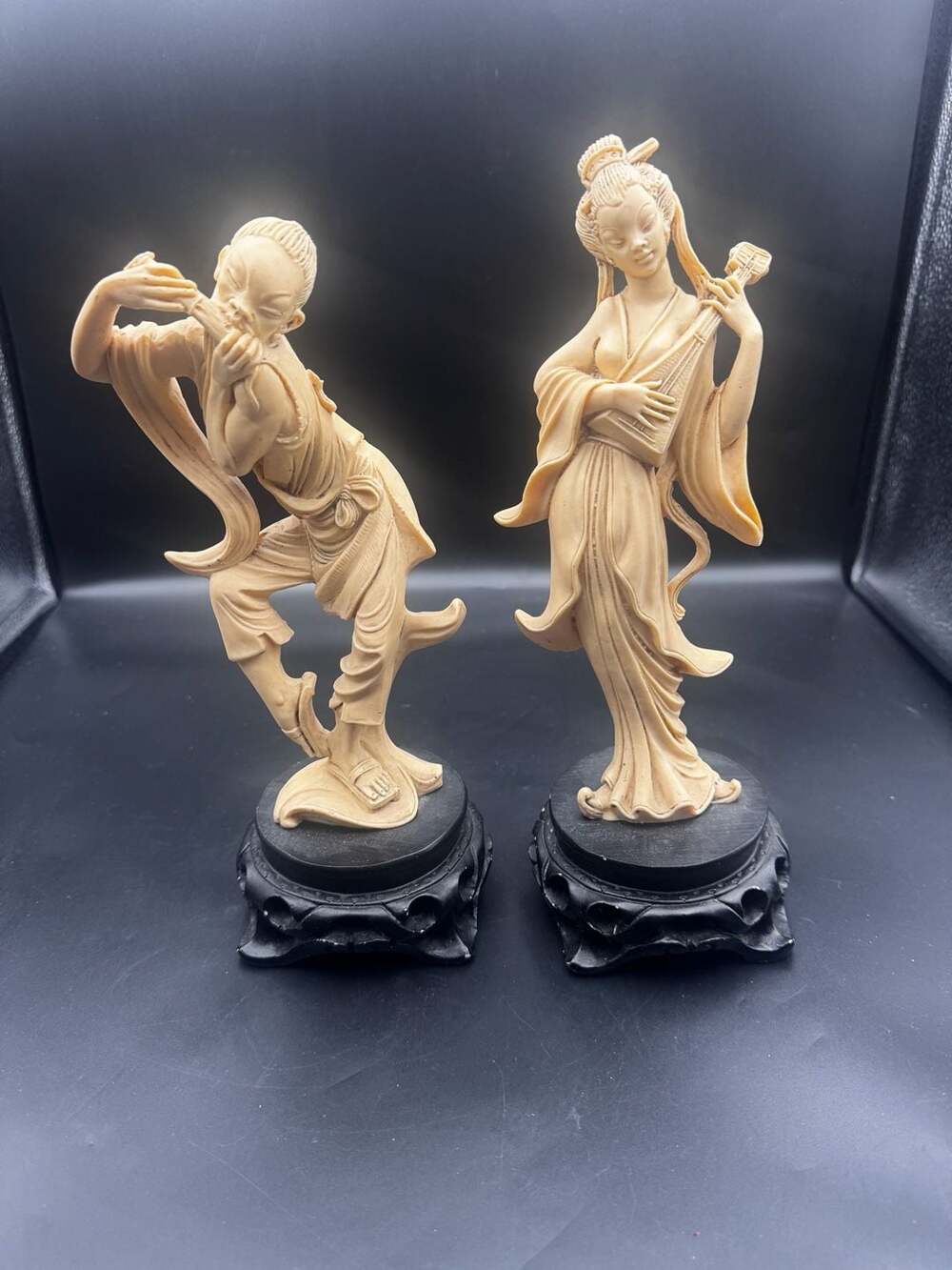 Vintage A. Santini Style Italian Resin Asian Musician Figurine Set